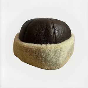 Sheepskin Leather Fur Beanie Hat – Winter Warm Round Bucket Cap